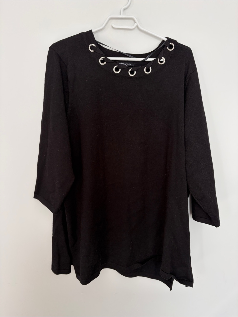 Women’s Black Grommet-Trim Women’s Top